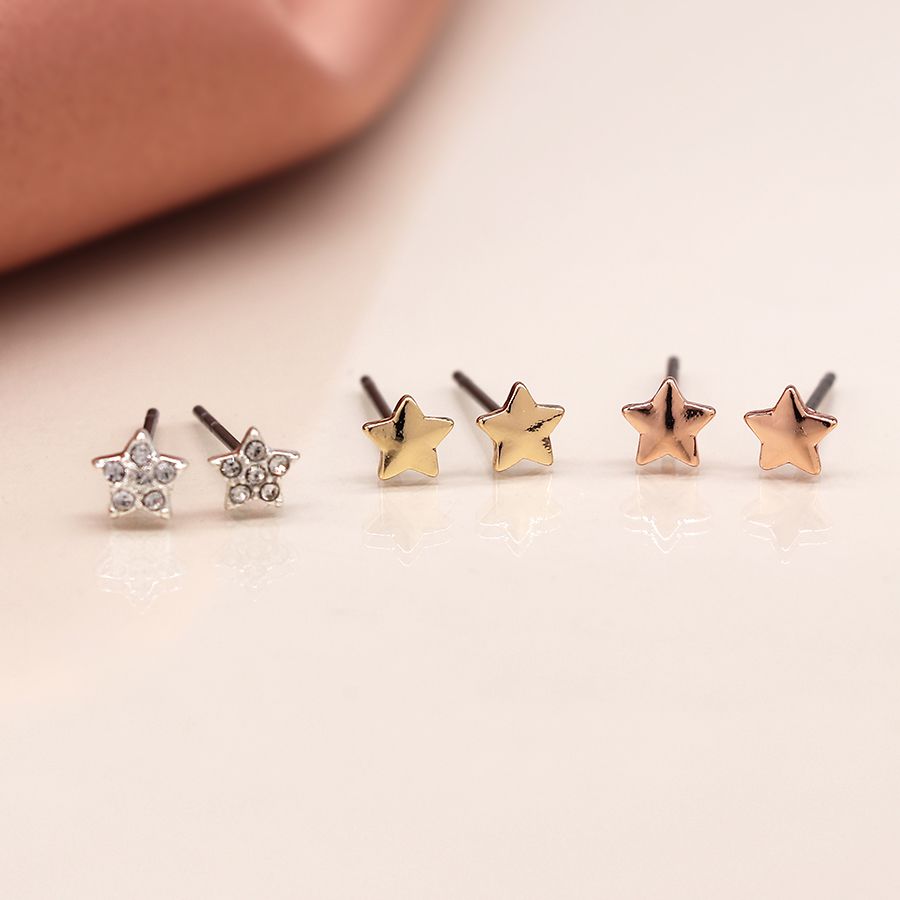 Gold/Silver Star Stud Earrings