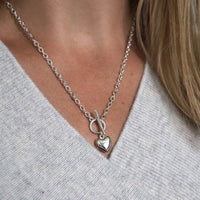 T Bar Necklace with Heart Charm