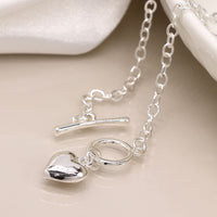 T Bar Necklace with Heart Charm