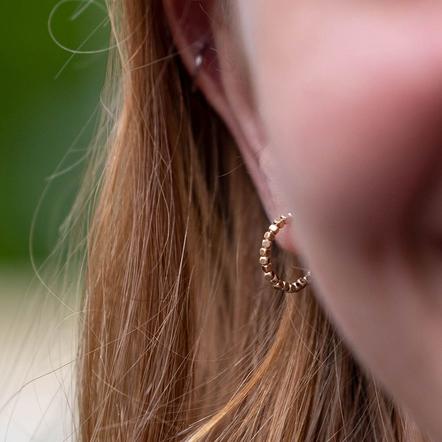 Gold Plated Tiny Cube Hoop Earrings