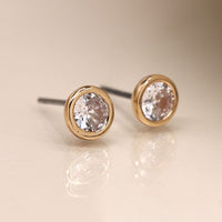 Crystal Gold Plated Round Stud Earrings