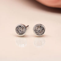 Crystal Silver Plated Round Stud Earrings