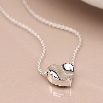 Silver Plated Wavy Heart Necklace