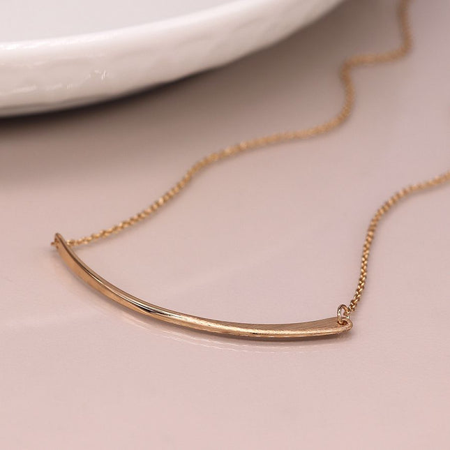 Gold Swoop Bar Necklace