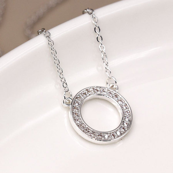 Crystal Set Hoop Pendant Necklace