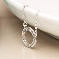 Crystal Set Hoop Pendant Necklace