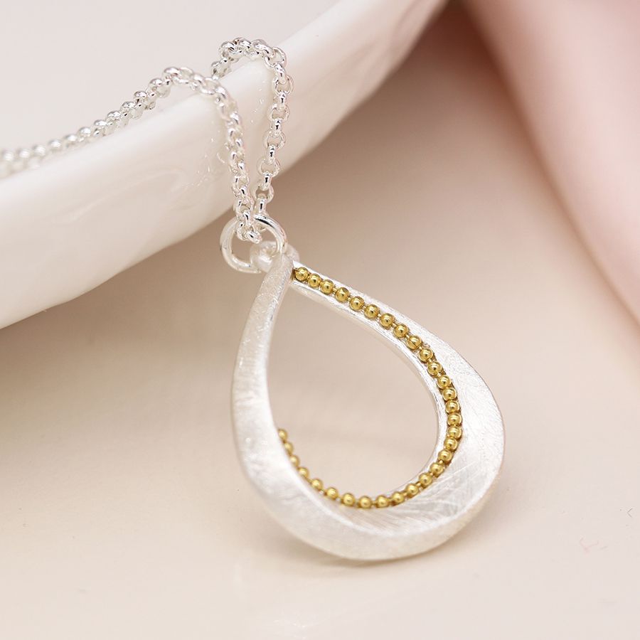 Silver Plated Twist Teardrop Necklace