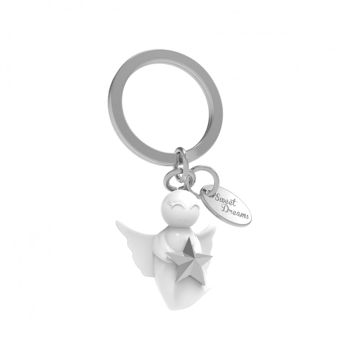 White & Silver Angel Keyring