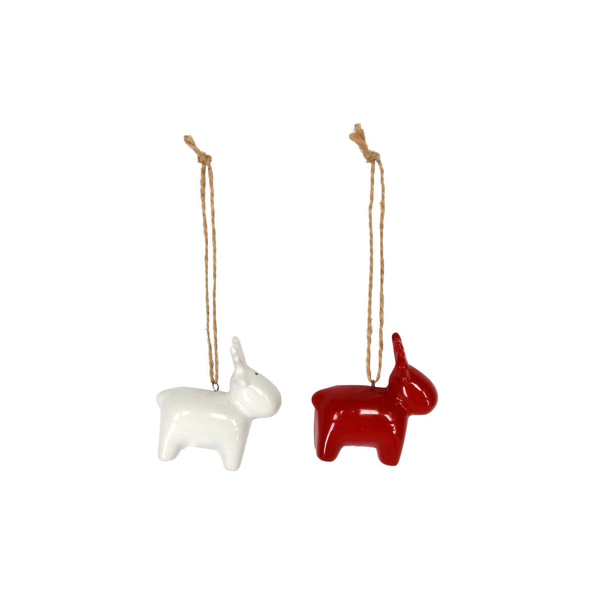 Red/White Ceramic Deer Decoration