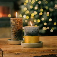 Gold Marbled Pillar Winter Thyme Candle