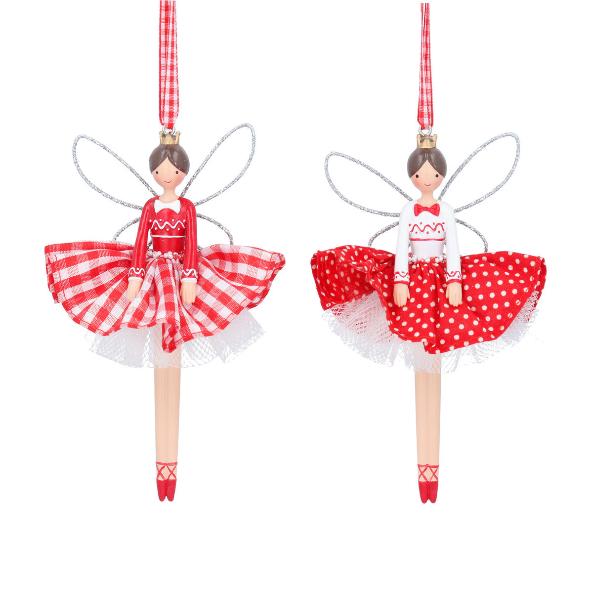 Red Gingham/Polka Dot Fairy Decoration