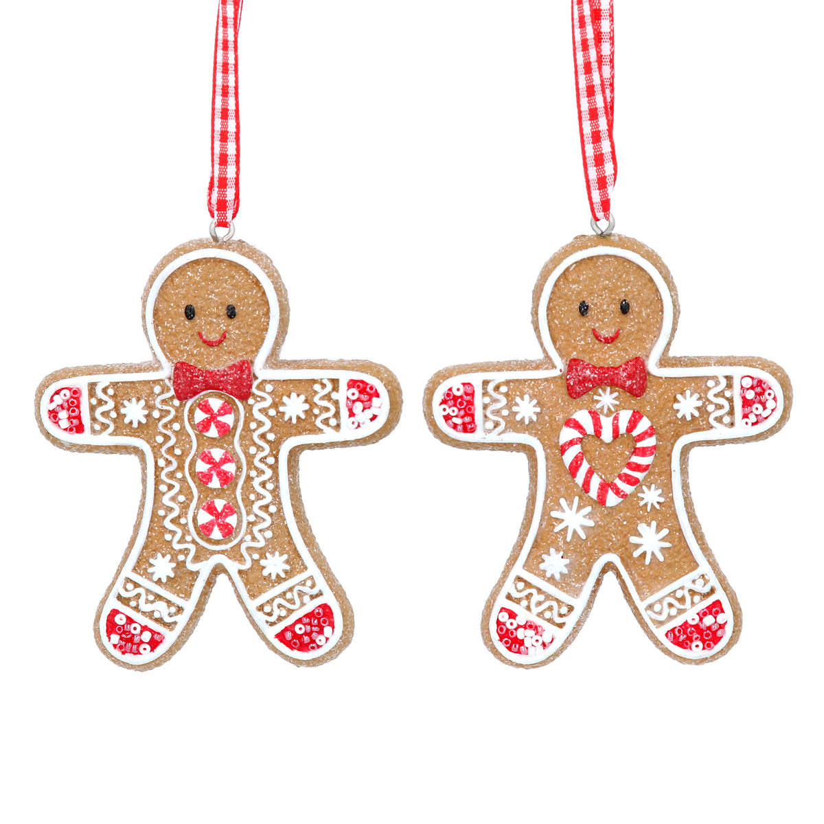 Gingerbread Man Decoration with Gingham Loop