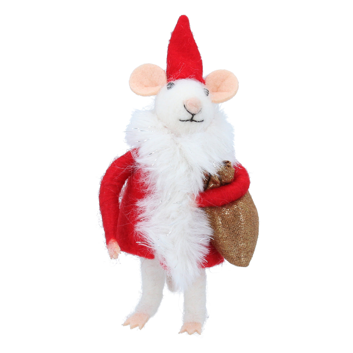 Wool Mix Mouse in Santa Outfit Decoration