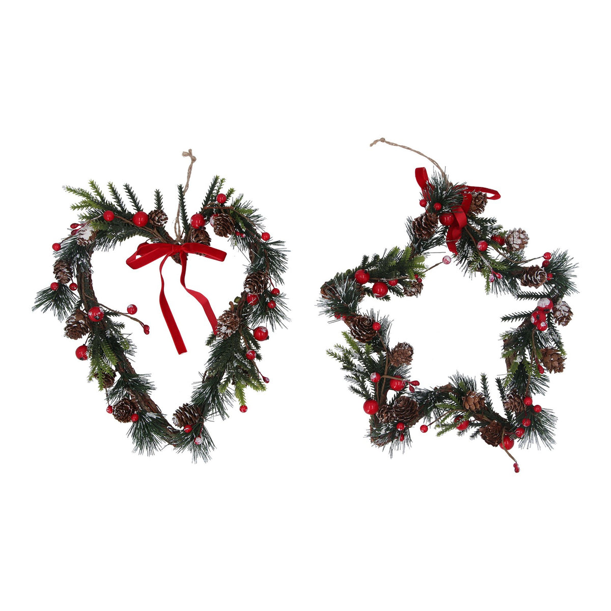 Twig/Fir/Berry Heart/Star Decoration Large