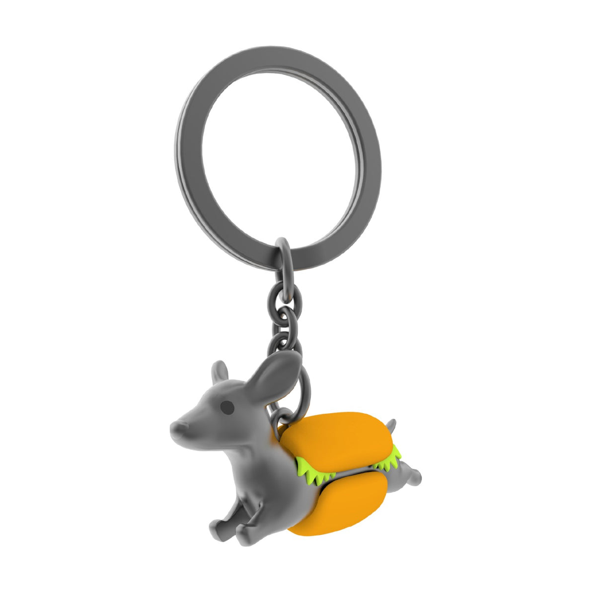 Grey Hotdog Dachshund Keyring