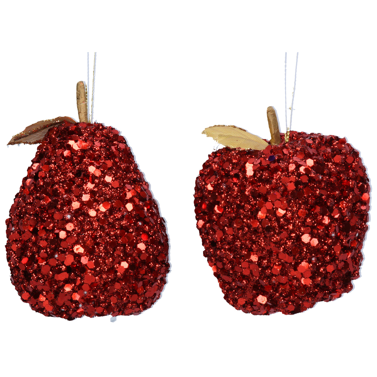 Red Sequin Apple/Pear Decoration