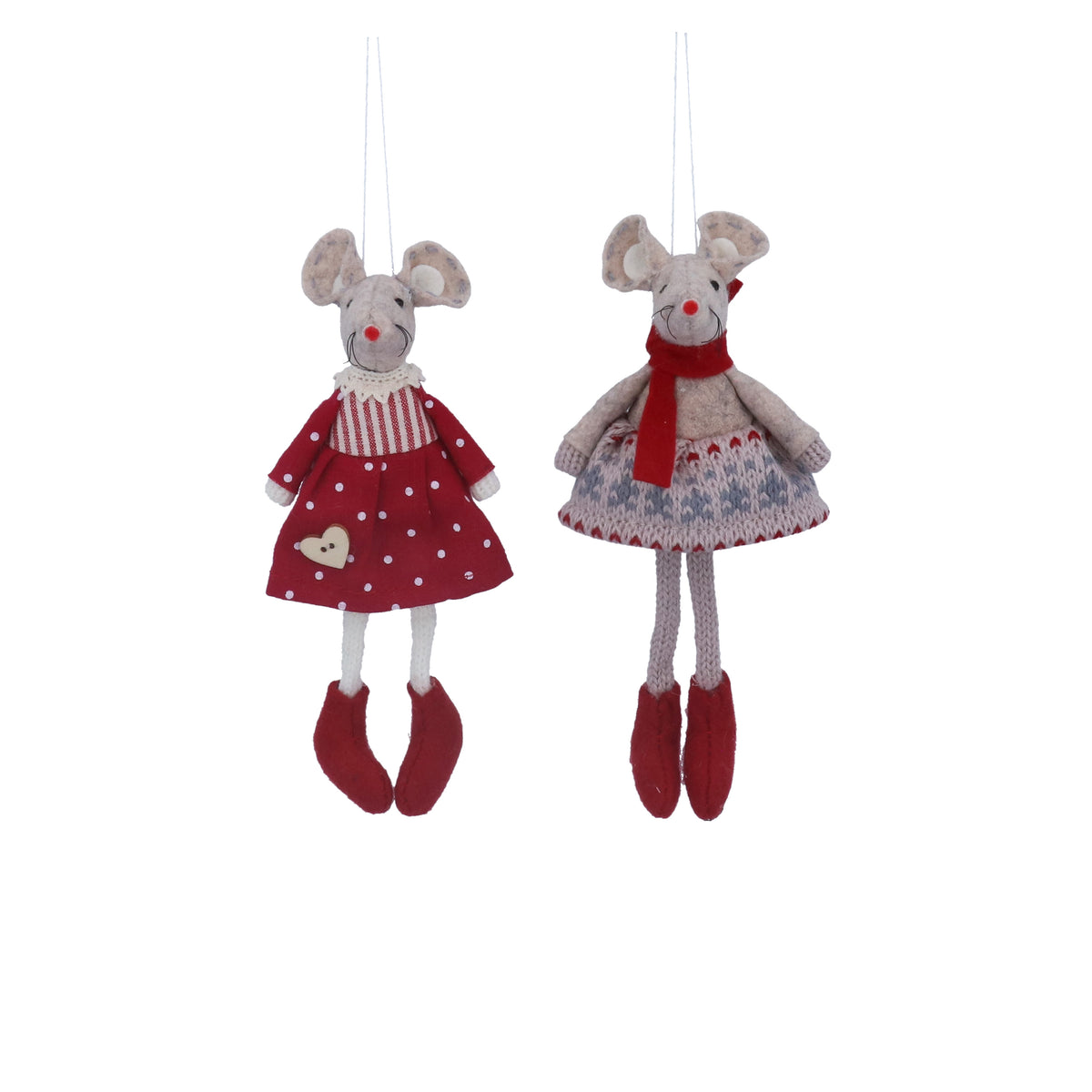 Red/Grey Fabric Mouse Girl Dec, 2as