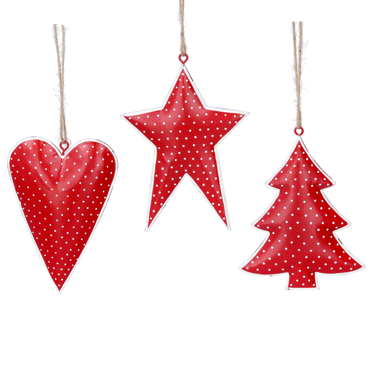 Red/White Polka Dot Tin Shapes Decoration