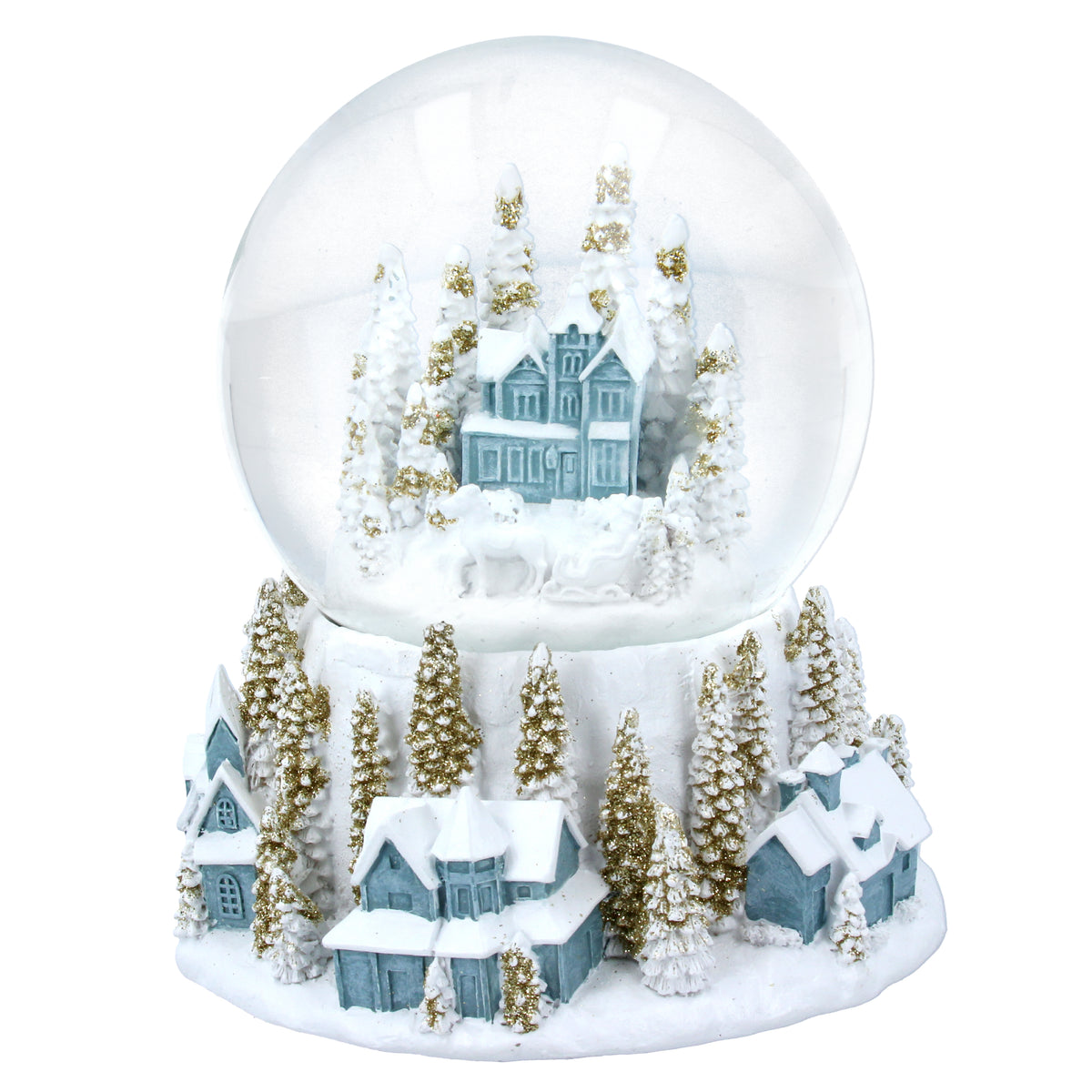 White/Blue/Gold Christmas Village Dome