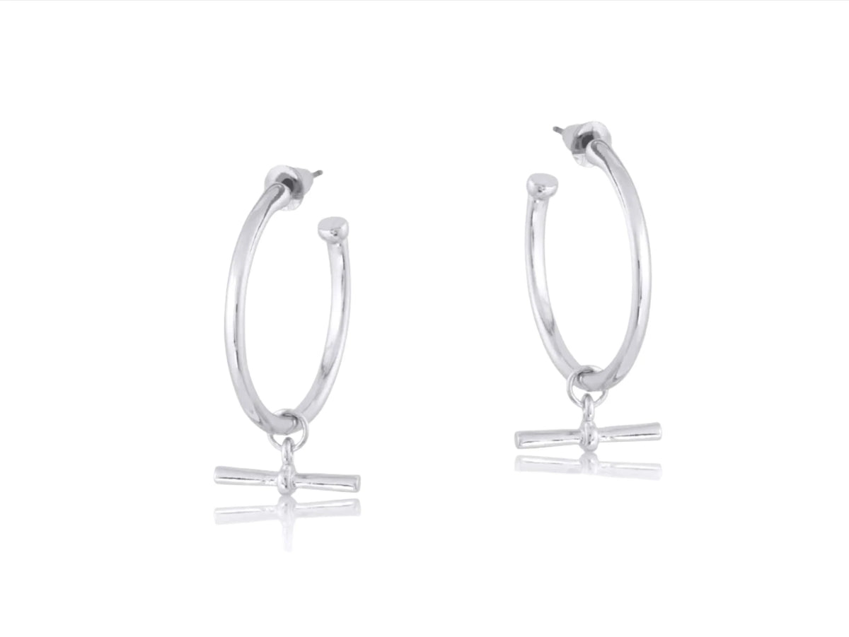 Octavia Tbar Silver Hoop Earrings