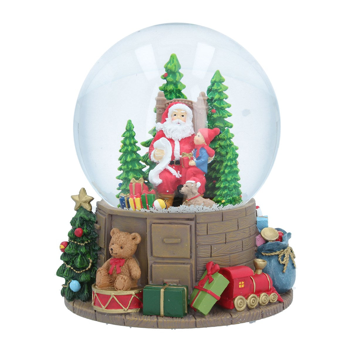 Santa with Toys Musical Snow Dome