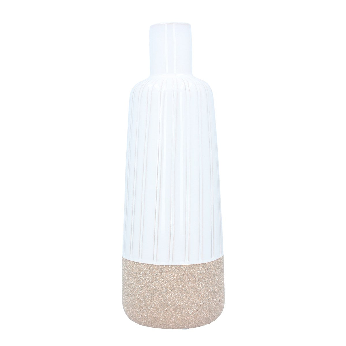 White Demi-Glazed Ceramic Bottle Vase Large