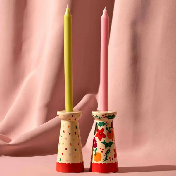 Raspberry Blossom Set of 2 Candle Holder