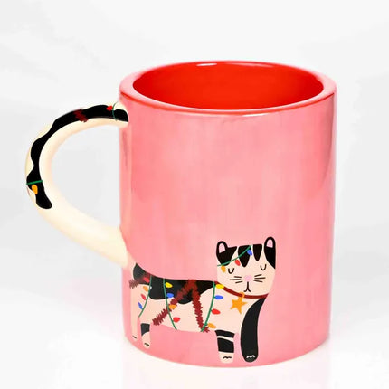 Raspberry Blossom Cat Mug with 3D Handle