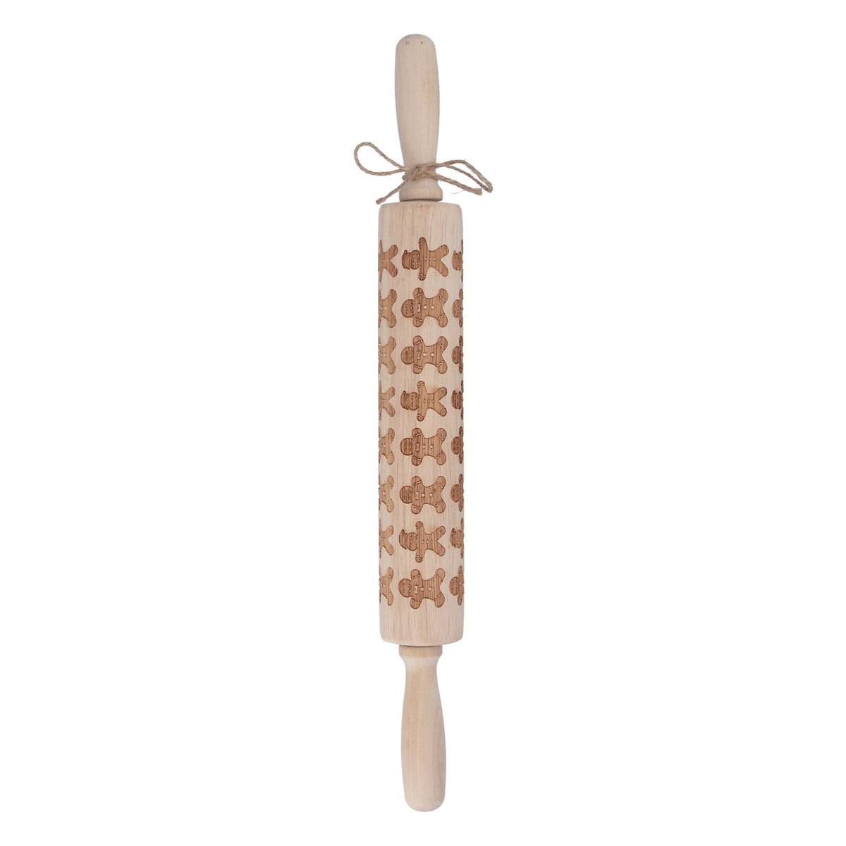 Wood Rolling Pin with Gingerbread Men