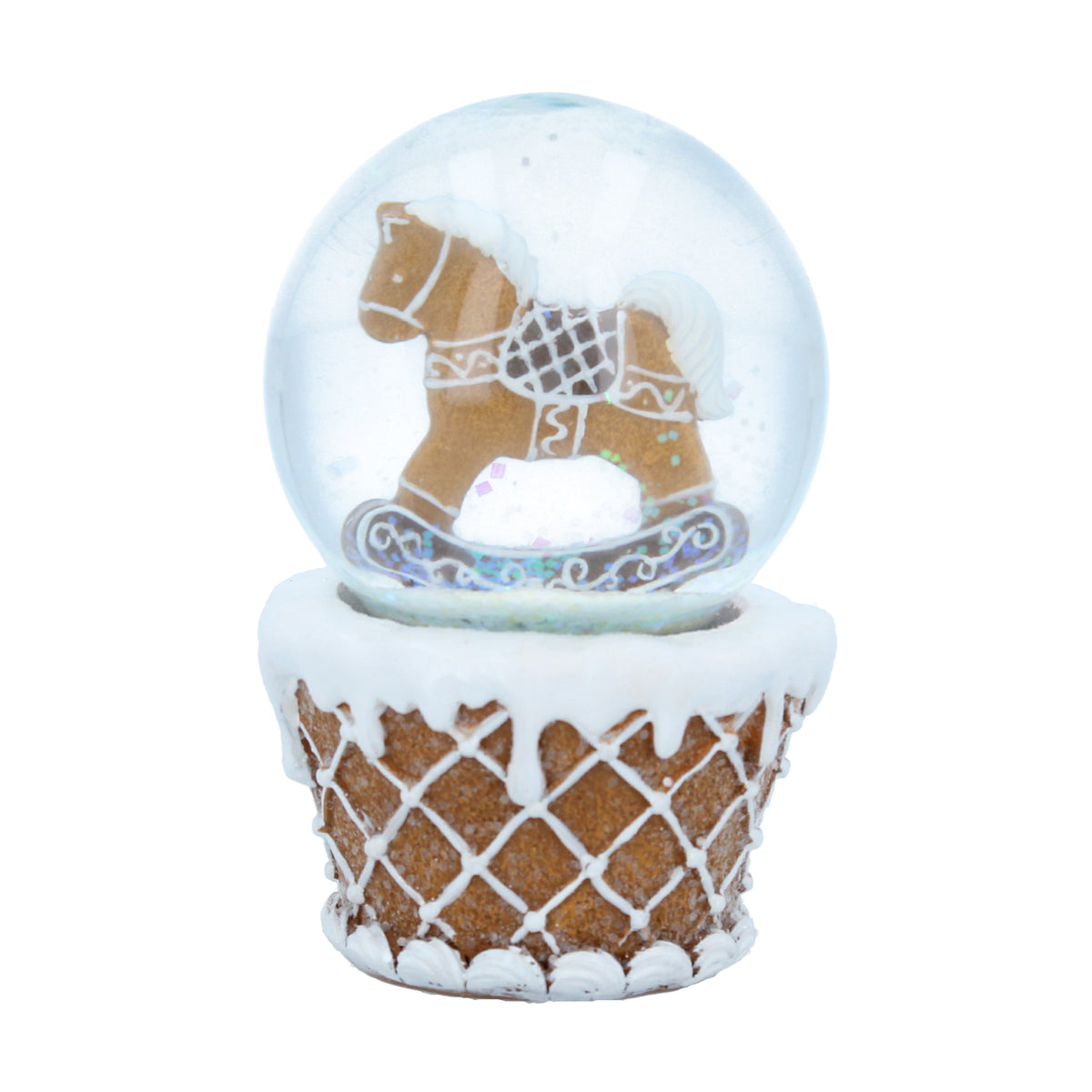 Gingerbread Rocking Horse Snow Globe