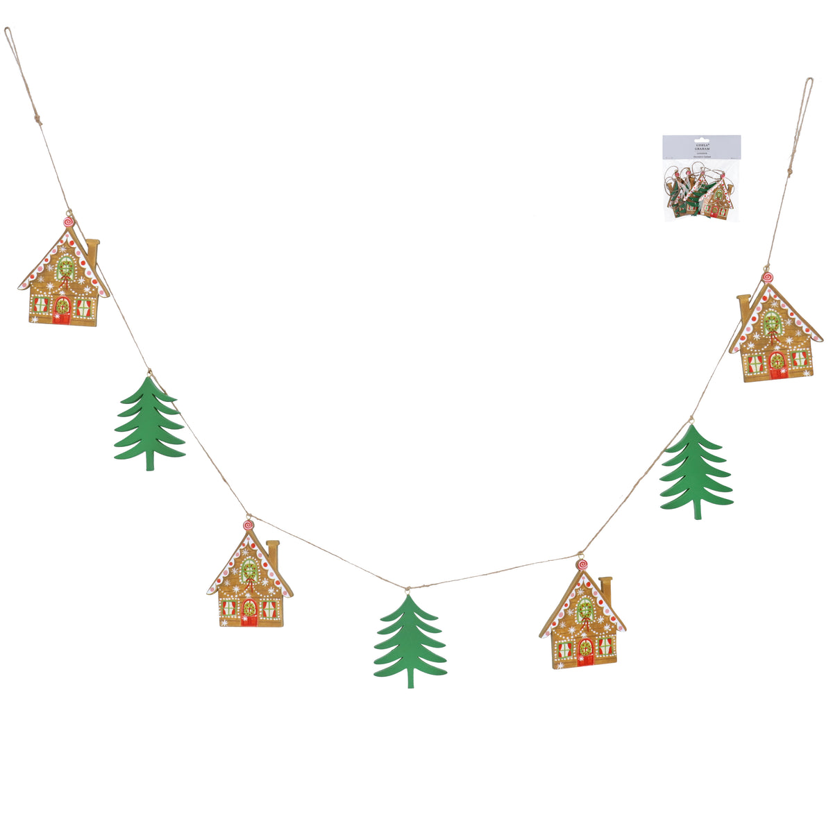 Gingerbread House/Trees Wood Garland