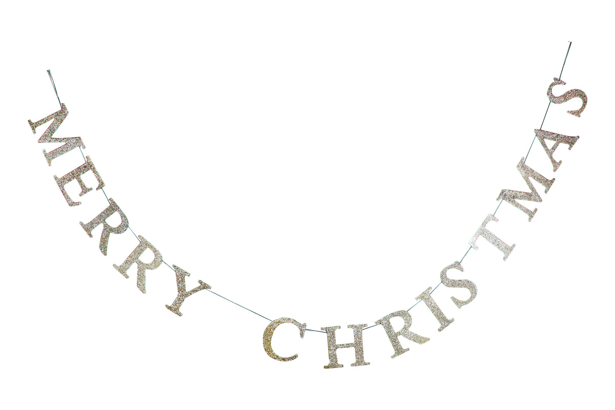 Gold Sparkling Wood Merry Christmas Garland