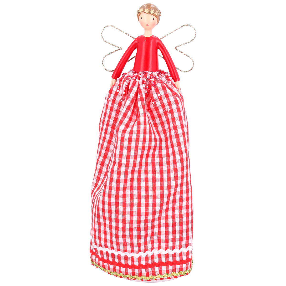 Red Gingham Large Fairy Tree Topper