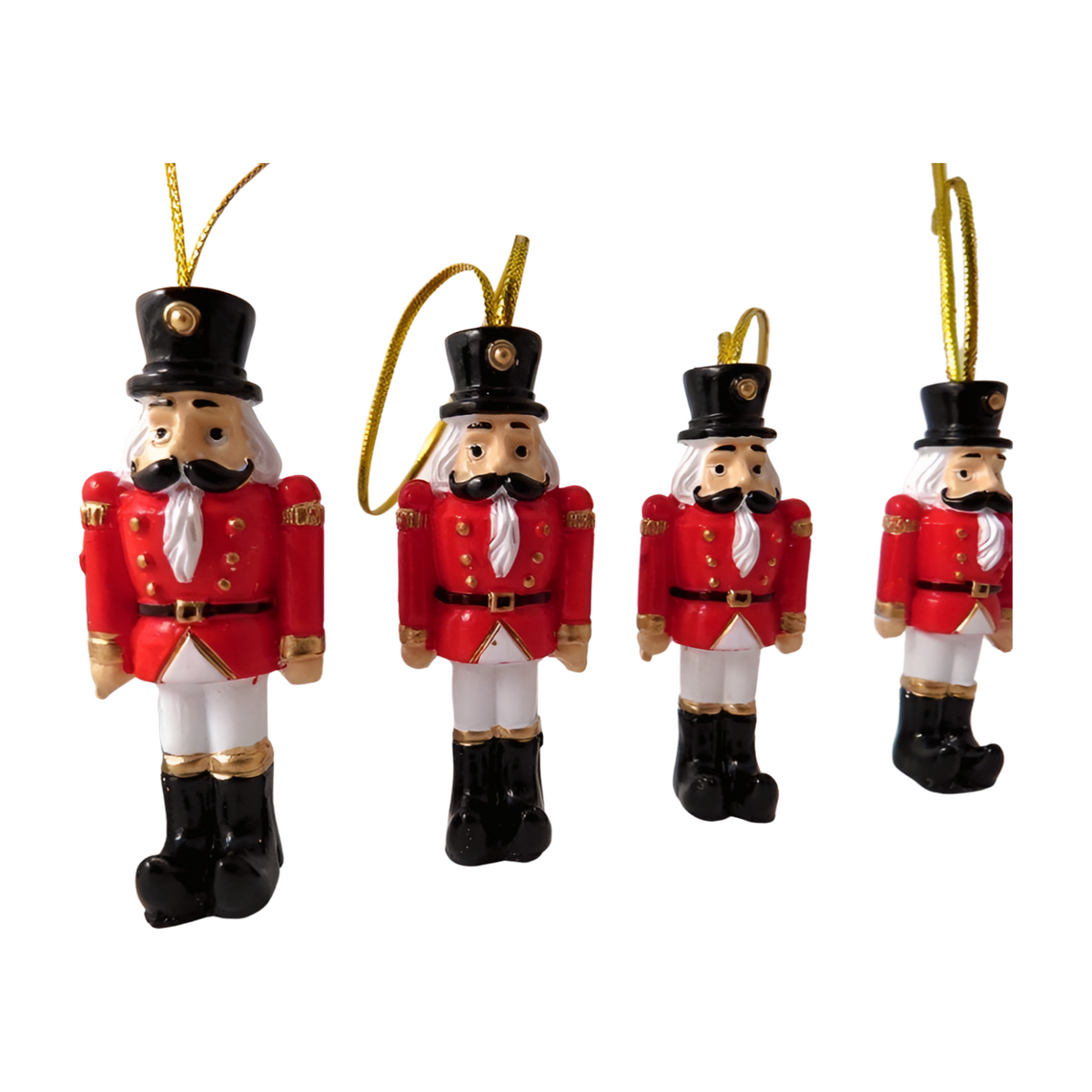 Set of 4 nutcracker style soldier tree decorations