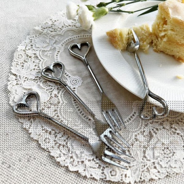 4 Pastry Forks - Love Heart