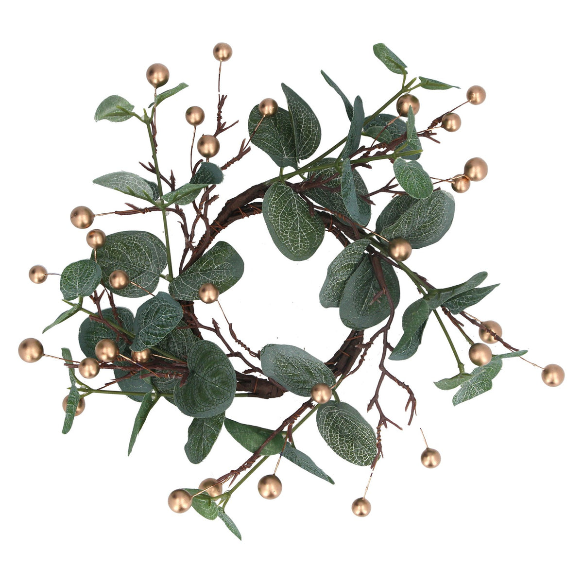 Eucalyptus Gold Berry Candle Ring Large