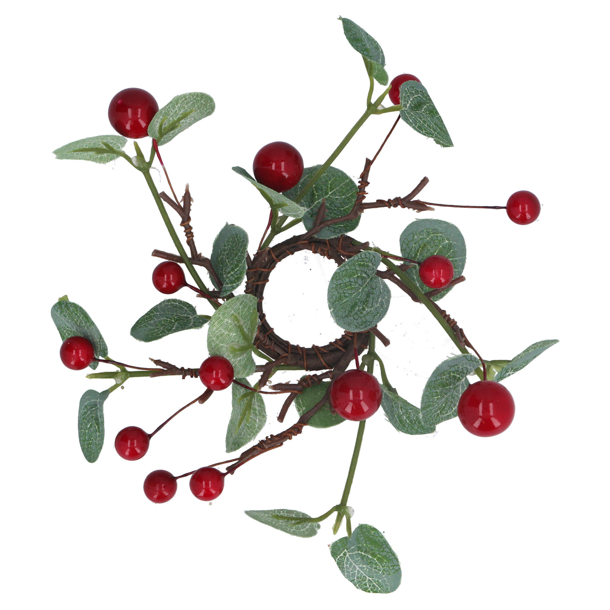 Eucalyptus/Red Berry Candle Ring, Small