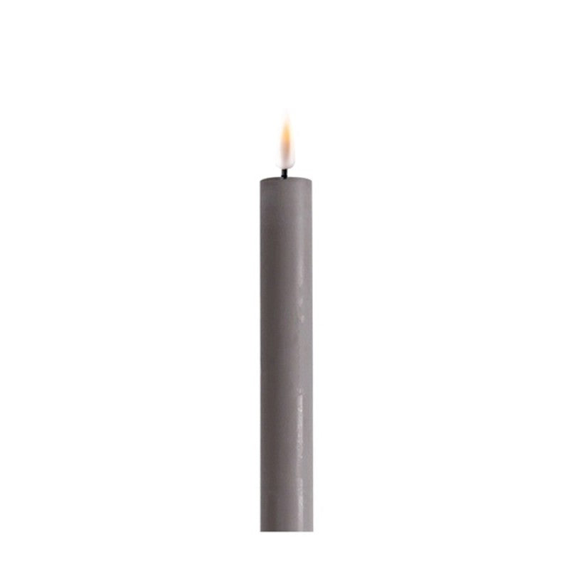 Grey LED Dinner Candle H15cm 2pcs