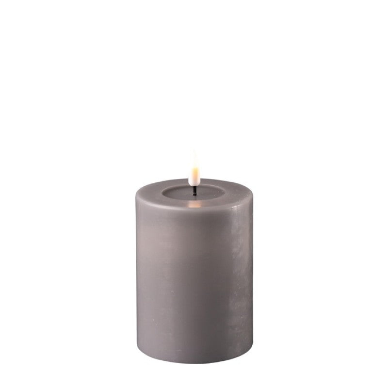 Grey LED Candle D 7.5 x H10 cm
