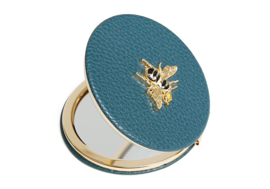 Teal Round Mirror Compact