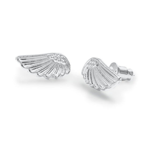 Angel Wing Silver Stud Earrings