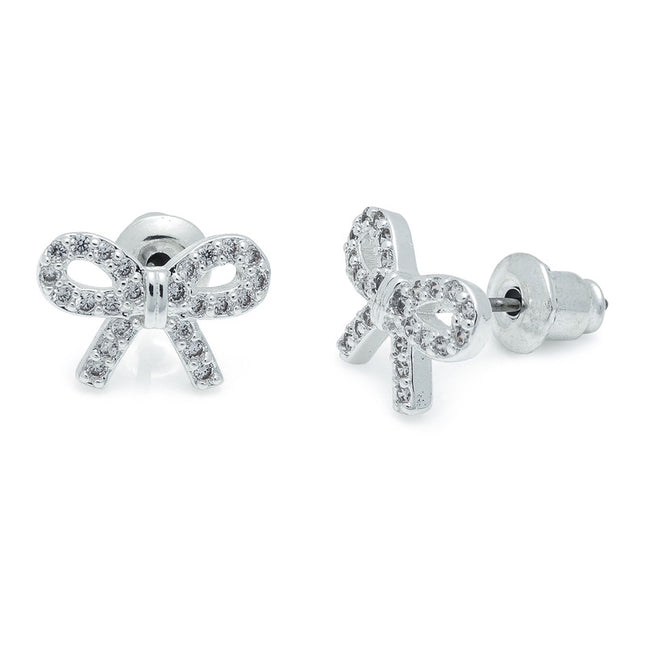 Pretty Bows Silver Stud Earrings