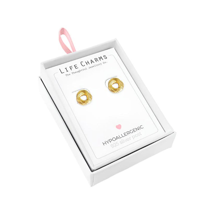 Gold knot stud earrings