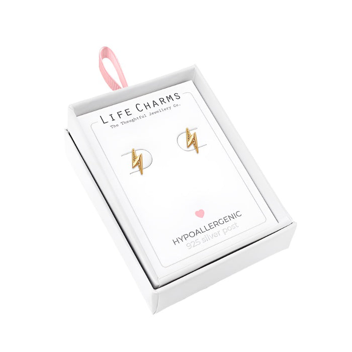 Thunderbolt gold stud earrings