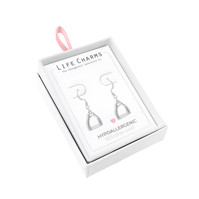 Silver Stirrups Drop Earrings