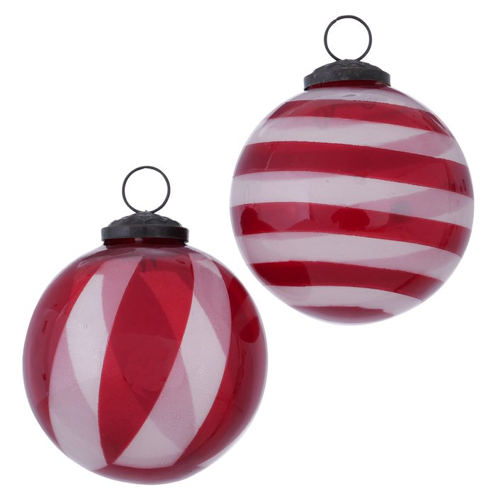 Red Striped Bauble Large