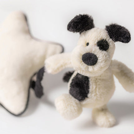 Jellycat Bashful Black & Cream Puppy Musical Pull