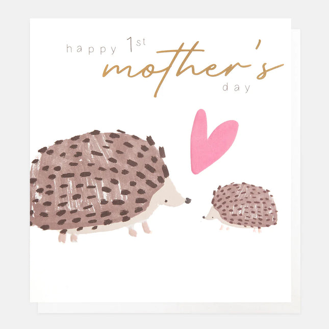 Happy First Mothers Day Hedgehogs with H