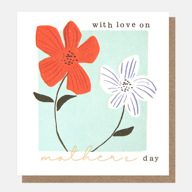 Flowers On Blue Mother's Day card