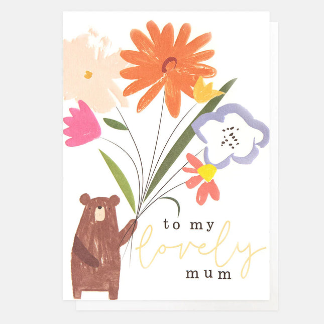 To My Lovely Mum Little Bear with Flower